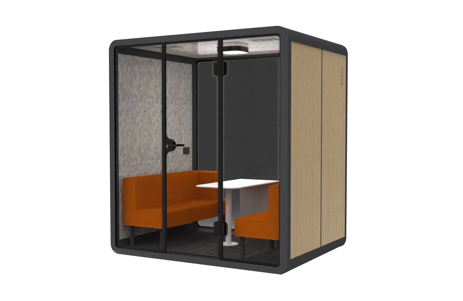 Zwart met houten zijpaneel