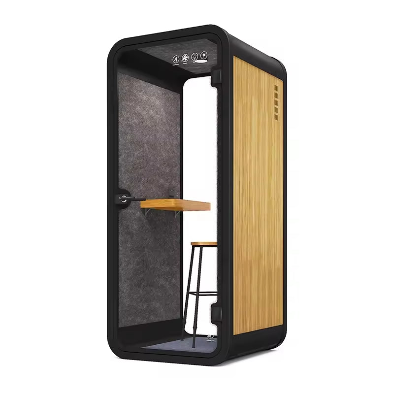 Zwart met houten zijpaneel