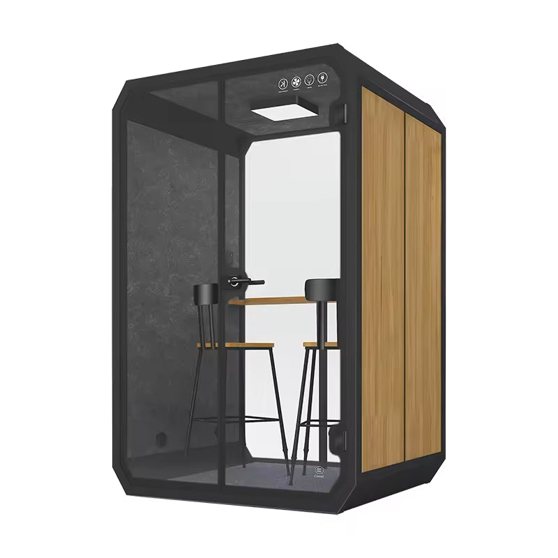 Zwart met houten zijpaneel