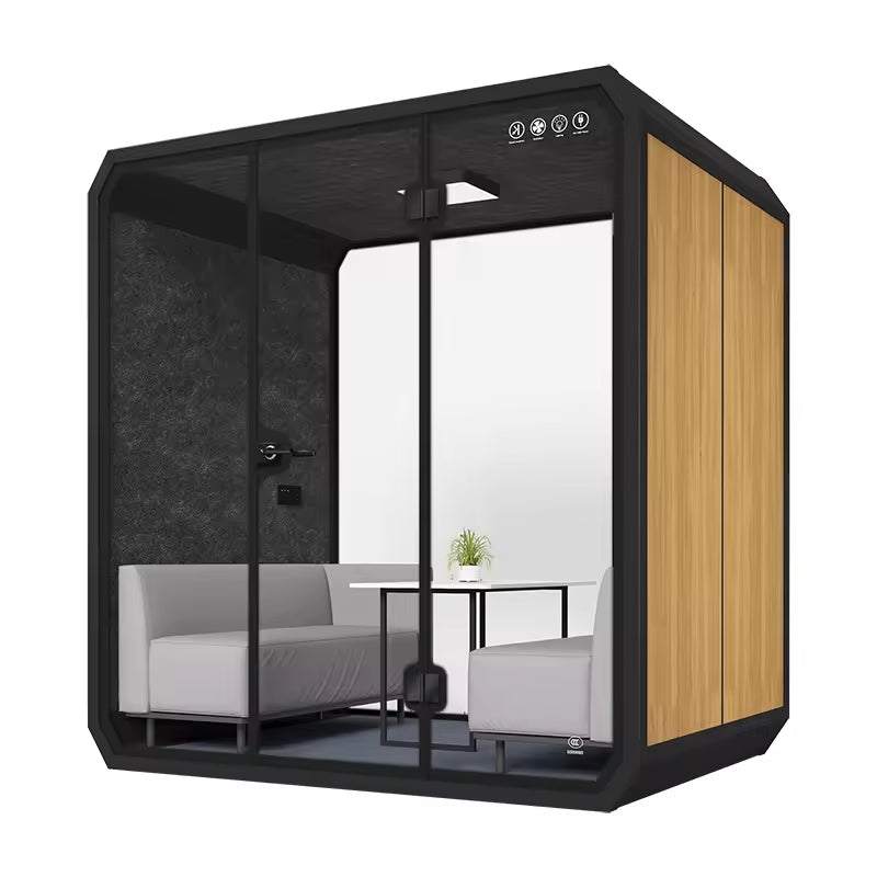 Zwart met houten zijpaneel